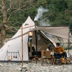 Lều cắm trại Glamping hình chóp Pyramid 5 - 8 người hình bát giác với ống khói Naturehike NH20ZP014