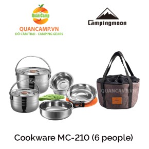 Bộ nồi nấu ăn dã ngoại bằng thép không rỉ Campingmoon Cookware MC-210 (6 người)