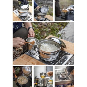 Nồi nấu súp thép không gỉ 3 lớp Campingmoon CC-21 (3 lít)