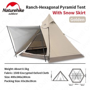 Lều cắm trại Glamping hình chóp pyramid có mái che Naturehike NH20ZP013
