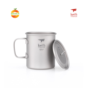 Cốc Titanium Keith Ti3204 có tay cầm và nắp đậy - 450ml