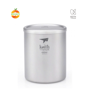 Cốc titanium 2 lớp có nắp Keith Titanium Ti3303 450ml