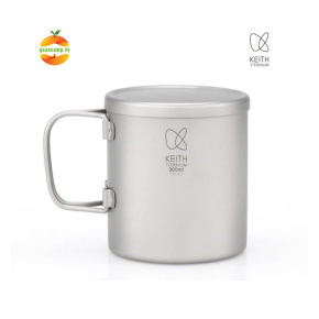 Cốc titanium 2 lớp có nắp và quai Keith Titanium Ti3352 300ml
