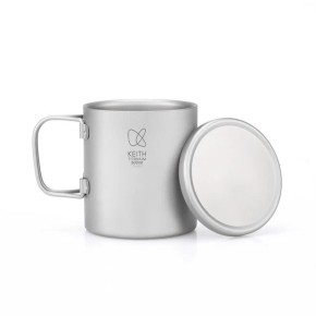 Cốc titanium 2 lớp có nắp và quai Keith Titanium Ti3352 300ml