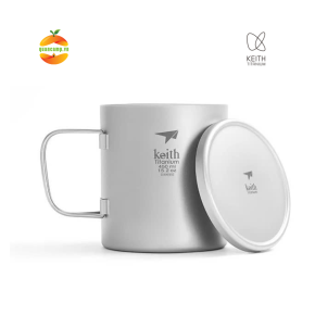 Cốc titanium 2 lớp có nắp và quai Keith Titanium Ti3353 450ml