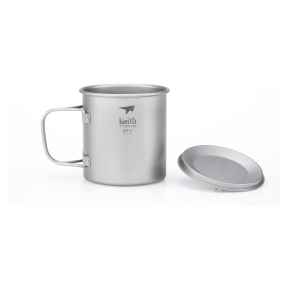 Cốc Titanium Keith Ti3206 có tay cầm và nắp đậy - 550ml